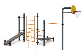 Chinning bar system 
With basketball stands
