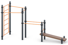 Two classical grip chinning bars, 
Chinning bar, parallel bars, 
exercise bench 
abs