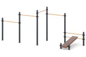 Cascade Tiered Chinning Bar
 with a bench for press