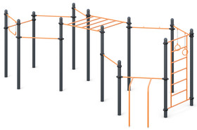 5 multi-level chinning bar,
 Chinning bar with “Hammer” grip
 Swedish bar wall, arm walk, 
push-up bars,
 gymnastic rings, 
horizontal bar