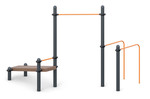 Chinning bar with squared bars and bench press