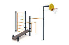 Chinning bar system 
With basketball stands