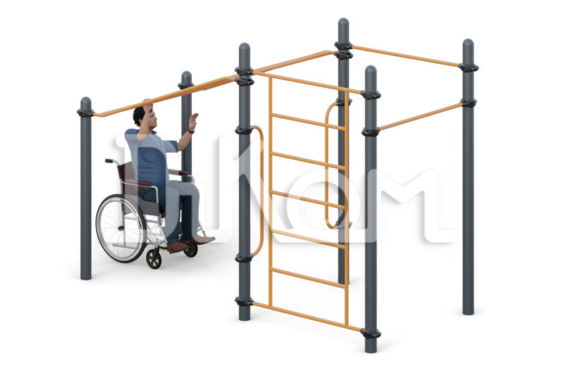 Inclined arm walk, horizontal bars