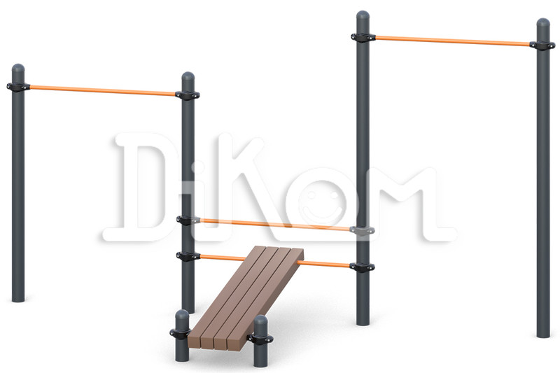 Two horizontal bars 
classical grip, 
Incline bench for
 Press bench