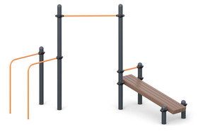 Chinning bar with squared bars and bench press