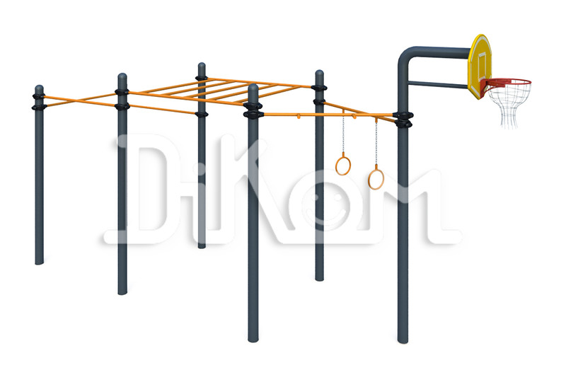 Chinning bar system 
With basketball stands
