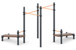 Cascade of multi-level horizontal bars 
with two benches for press