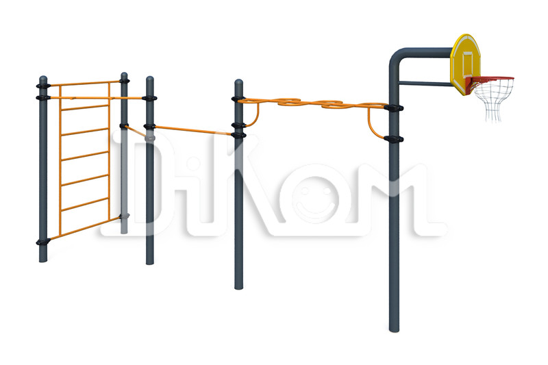Chinning bar system 
With basketball stands