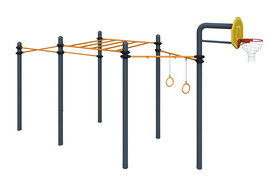 Chinning bar system 
With basketball stands