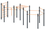 5 multi-level chinning bar,
 Chinning bar with “Hammer” grip
 Swedish bar wall, arm walk, 
push-up bars,
 gymnastic rings, 
horizontal bar