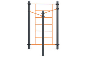 Two chinning bars 
classical grip and 
Sweden wall bars 
located at 
in the shape of a triangle