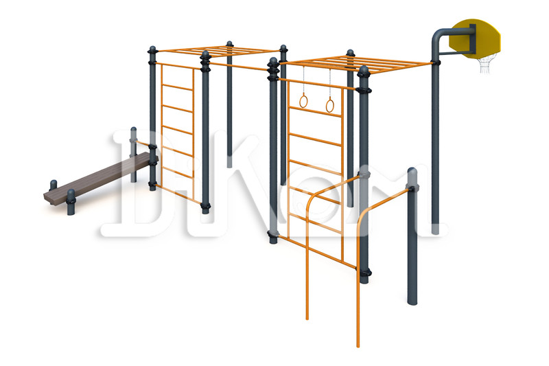 Chinning bar system 
With basketball stands