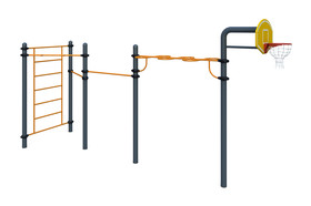 Chinning bar system 
With basketball stands
