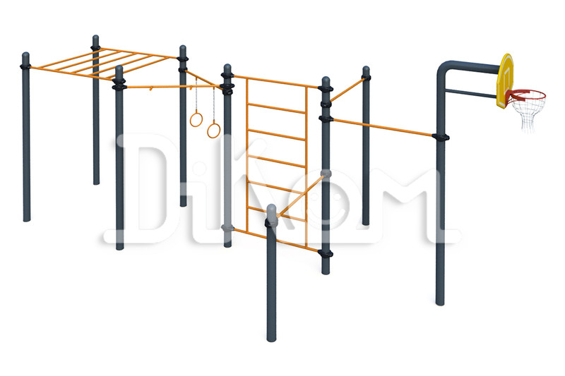 Chinning bar system 
With basketball stands