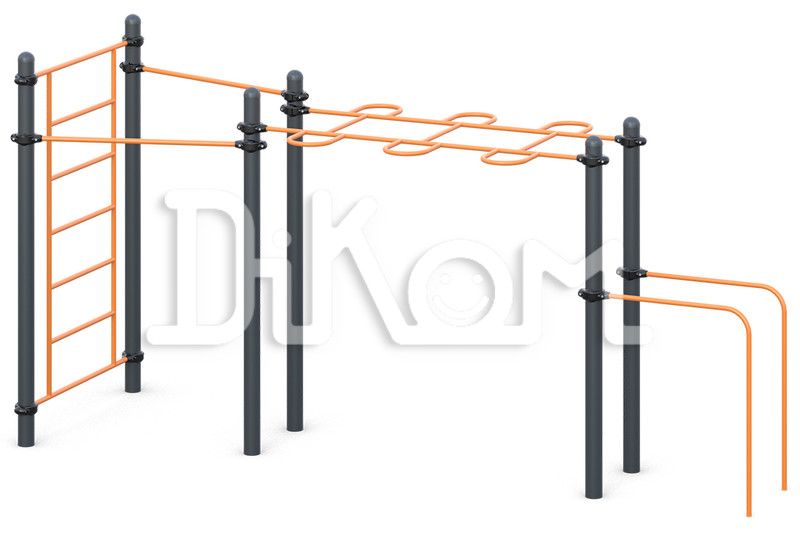 Two chining bars 
classical grip, 
Arm walk "Snake", 
Sweden wall bars, 
bars