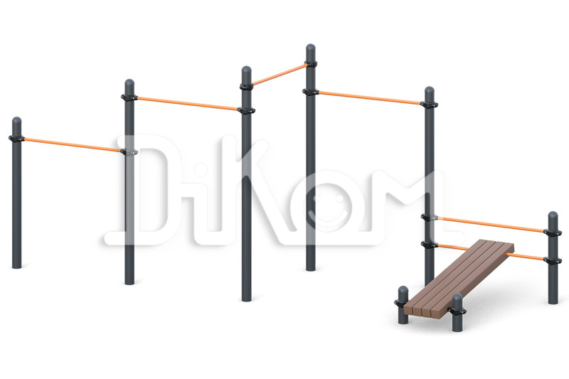 Cascade Tiered Chinning Bar
 with a bench for press