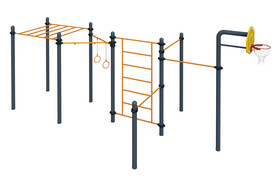 Chinning bar system 
With basketball stands