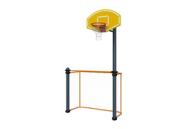 Basketball goalpost and basketball rack